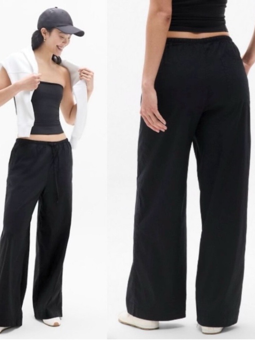 Athleta wide leg crooped linen pant size Medium